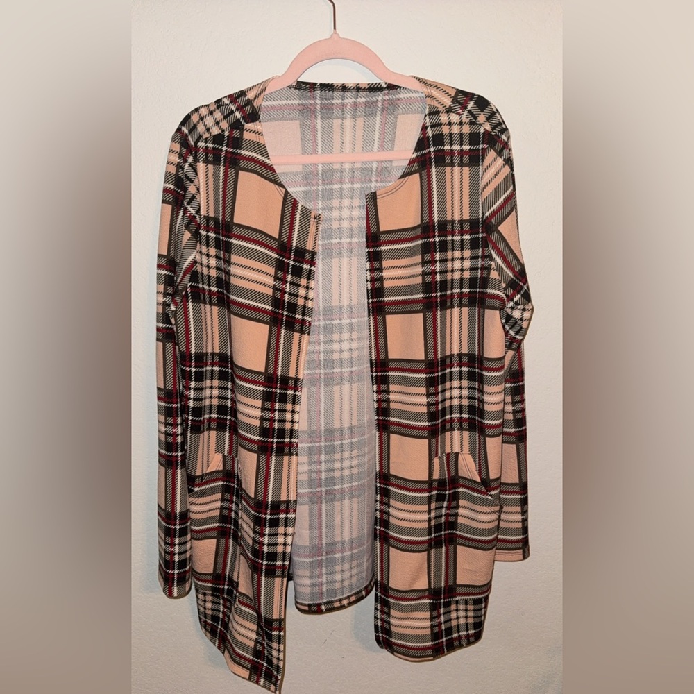 Plaid Open-Front Women's Cardigan